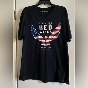 Forged navy seals men’s T-shirt, black extra large operation, red wings